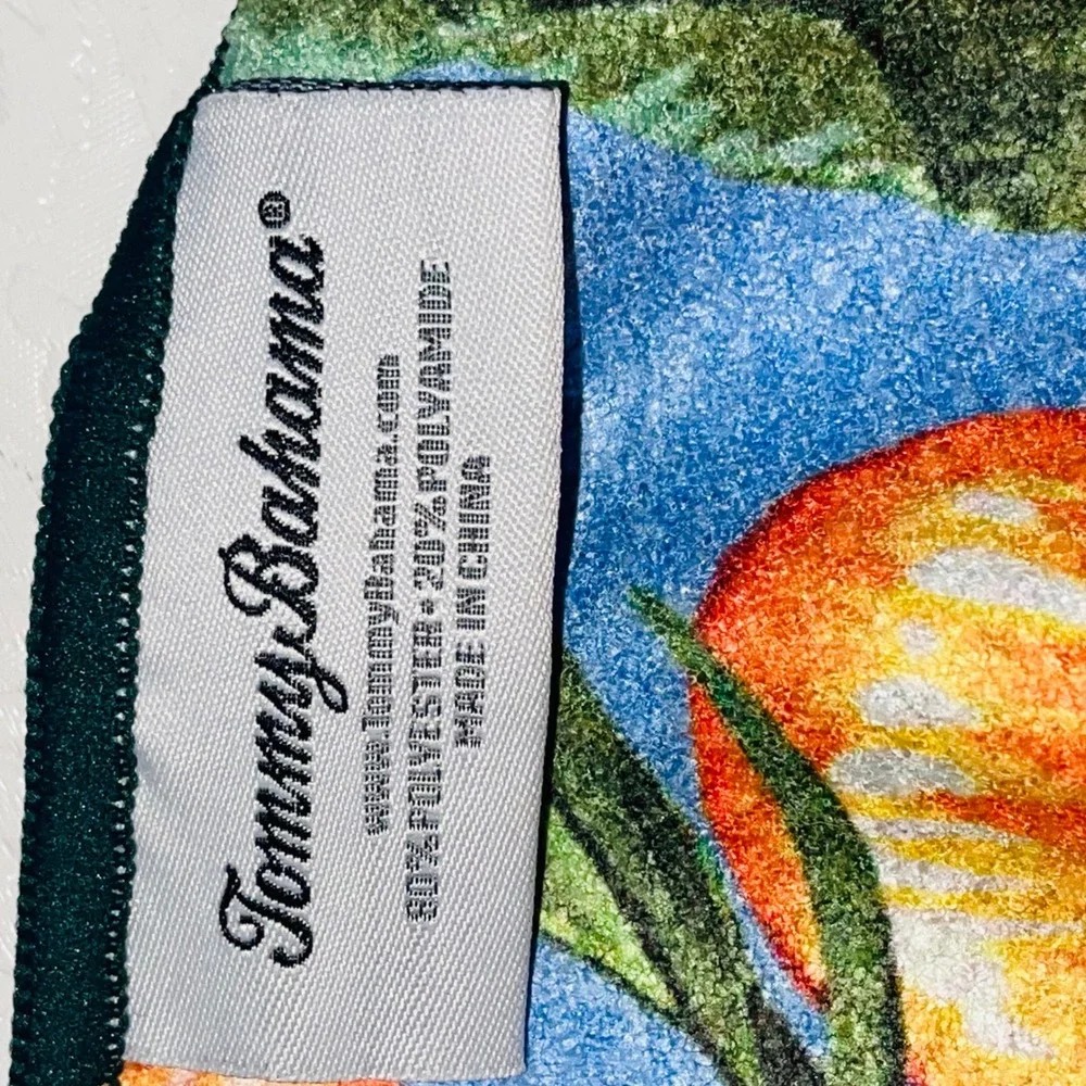 Tommy Bahama Floral Microfiber Beach Towel OS Blue Orange Tropical Hibiscus